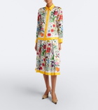 Gucci Gucci Flora pleated silk midi skirt
