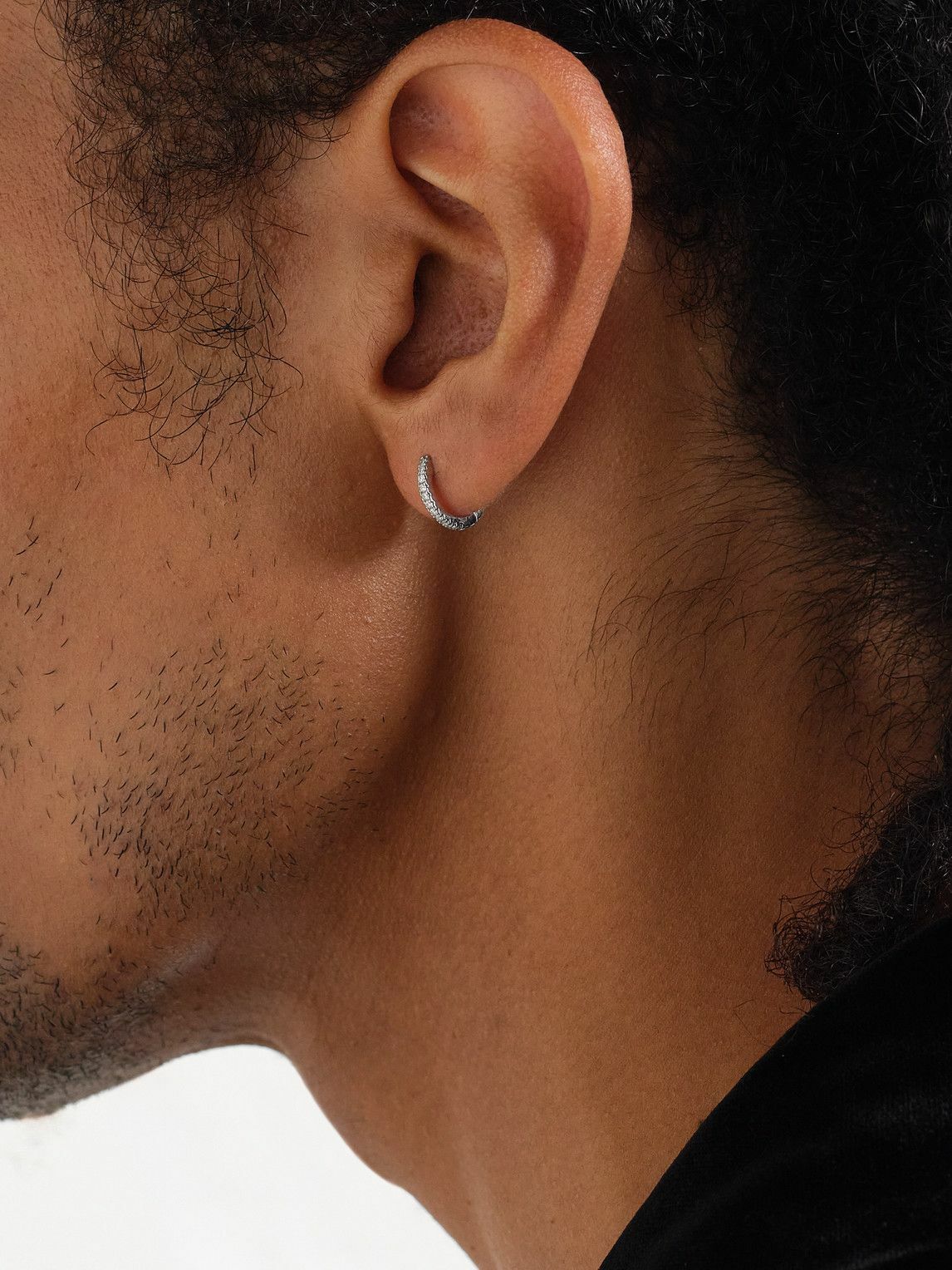 Mateo - White Gold Diamond Single Hoop Earring
