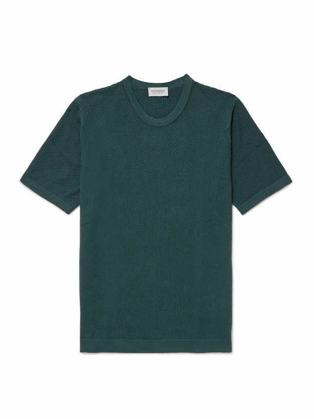 Photo: John Smedley - Forrest Textured Sea Island Cotton T-Shirt - Green