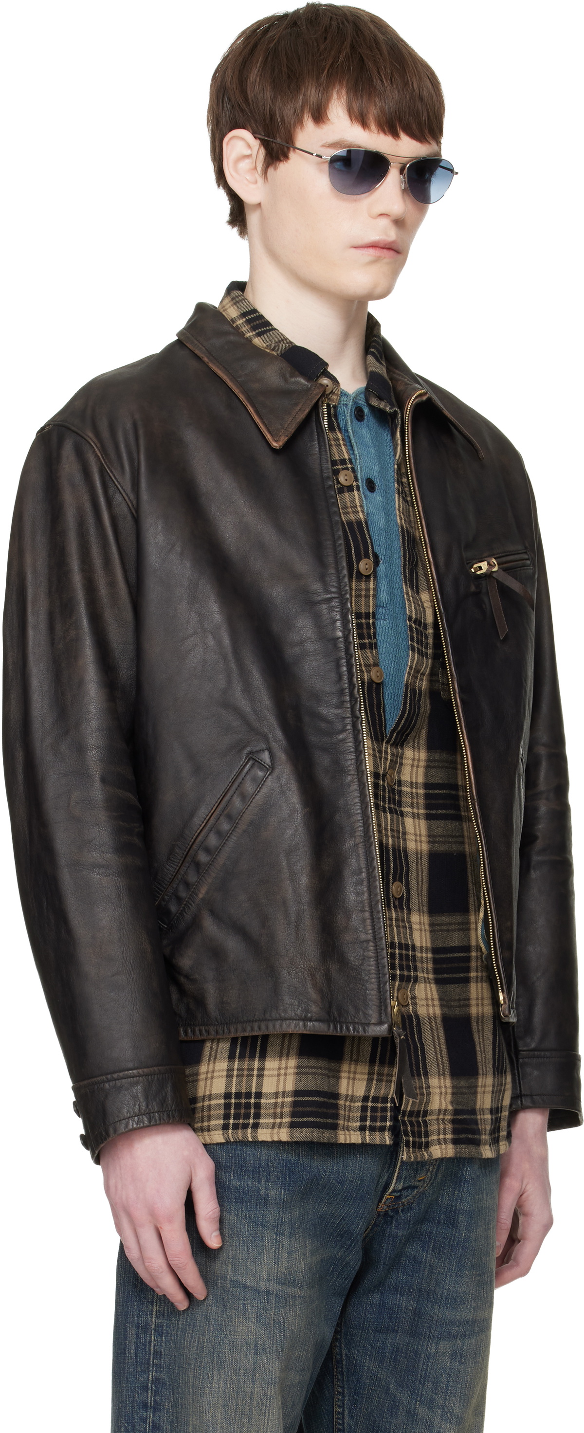 RRL Brown Lynton Leather Jacket