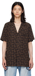 Balmain Brown & Black Printed Shirt