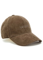 Saint Laurent Logo-embroidered Corduroy cap Khaki