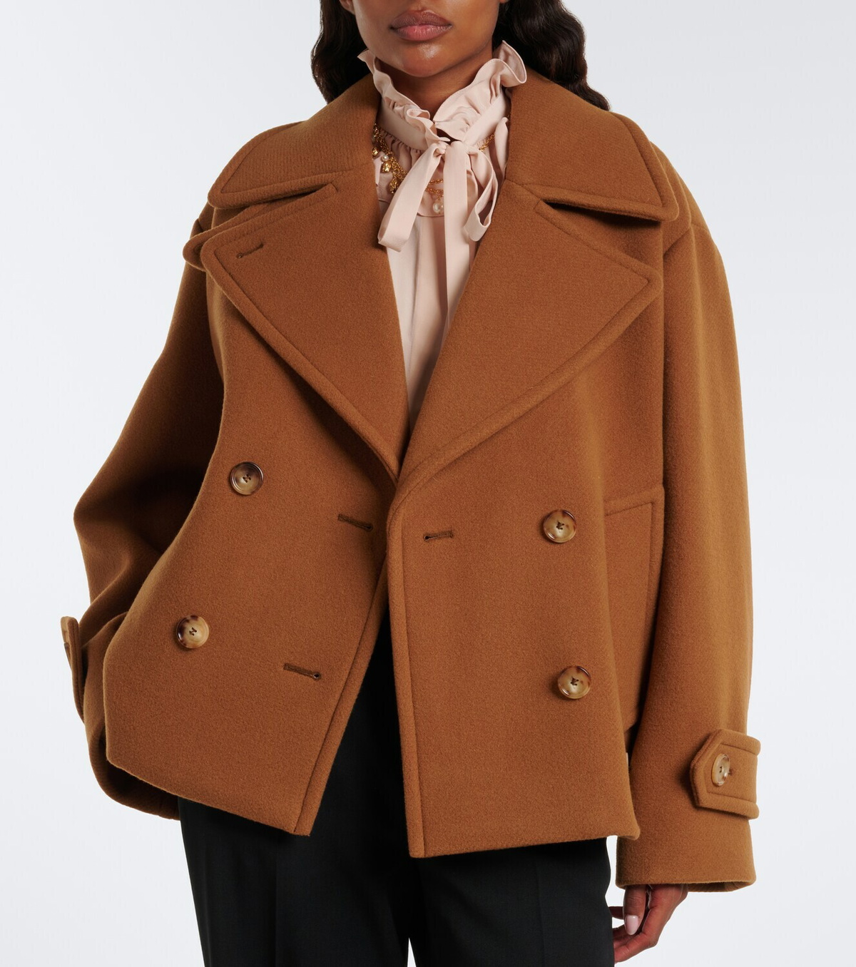 Chloé Double-breasted oversized wool-blend peacoat