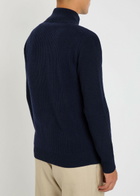 Aurélien Ribbed-knit Wool and Cashmere-blend Cardigan Navy
