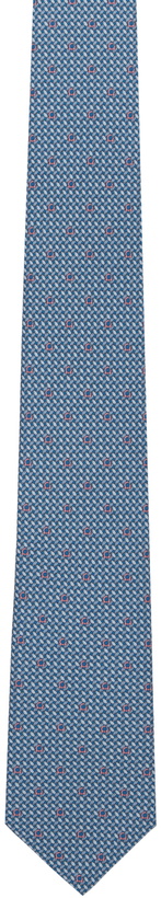 Photo: Ferragamo Blue & Pink Gancini Print Silk Tie