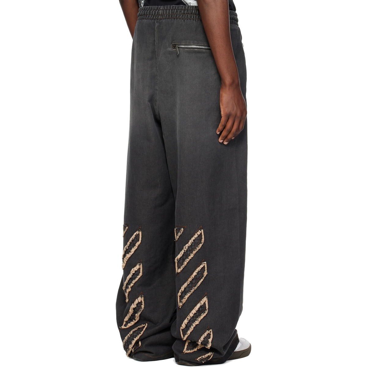 Off-White Gray Distressed Diag Slouchy Sweatpants