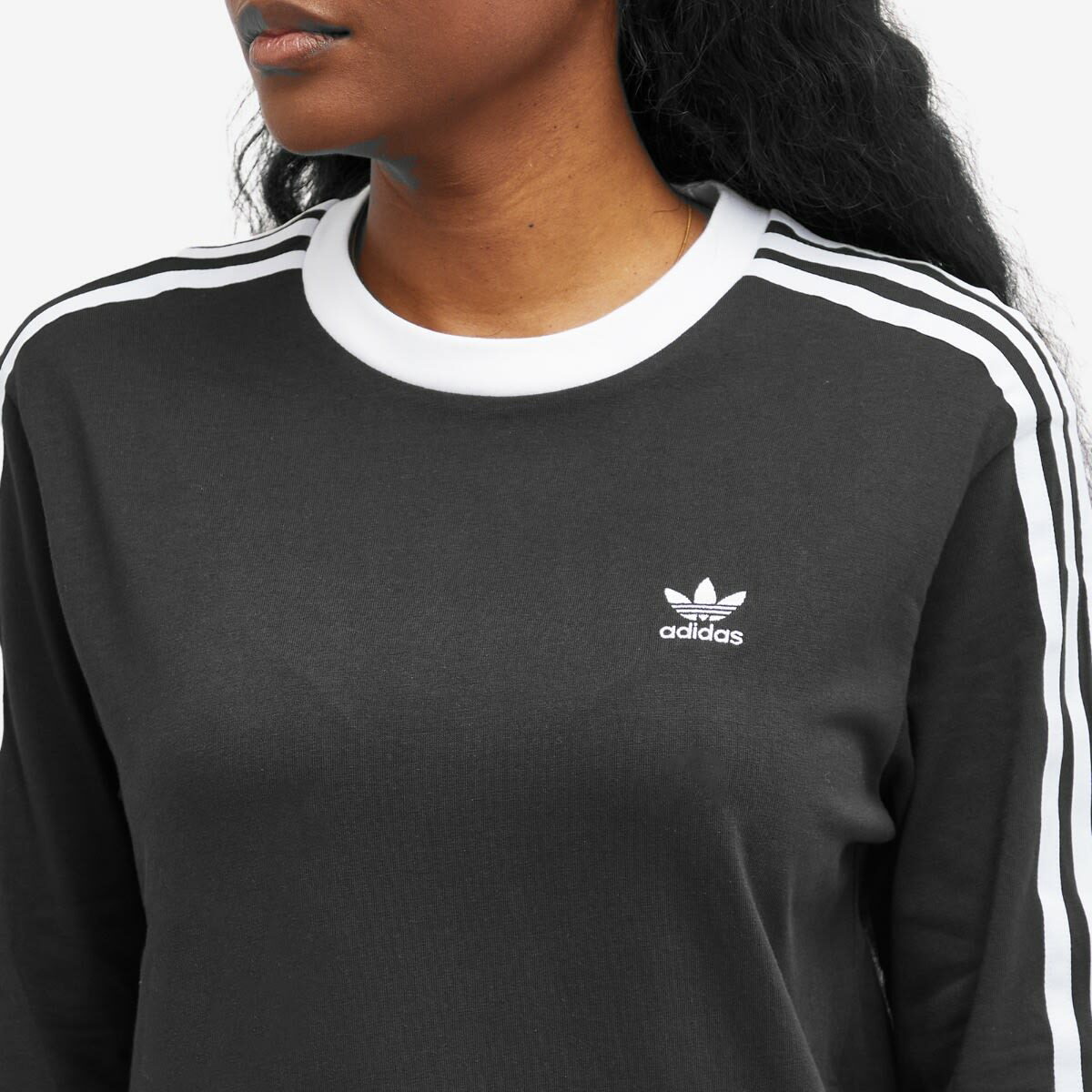 Adidas Women's 3 Stripe Regular Long Sleeve T-Shirt in Black