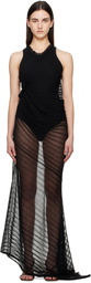 Victoria Beckham Black Sleeveless Gathered Detail Maxi Dress