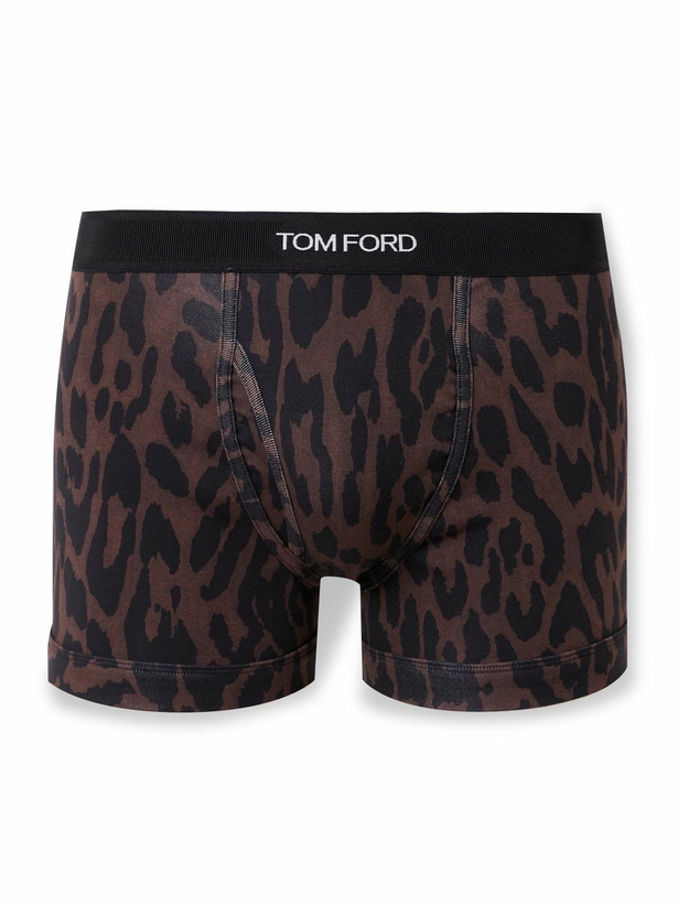 Photo: TOM FORD - Cheetah-Print Stretch-Cotton Boxer Briefs - Brown