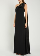 Roland Mouret Bow Crystal-embellished Satin and Crepe Gown Black