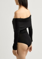 Paris Georgia Otto Off-the-shoulder Stretch-jersey Bodysuit Black