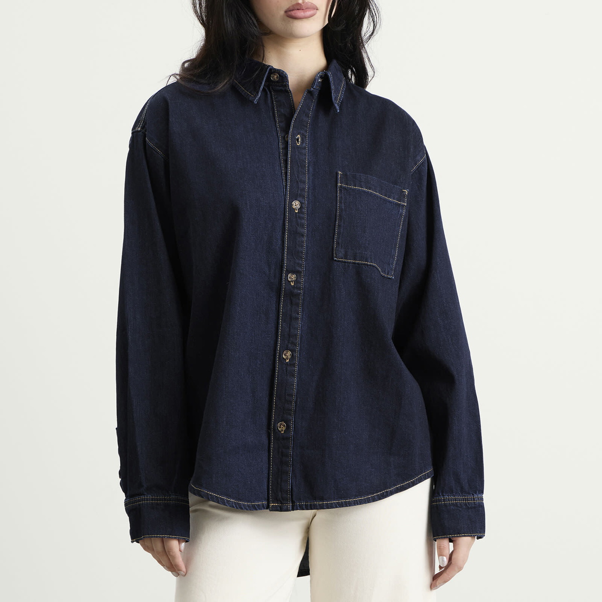 Good American Women's Denim Oversized Shirt in Indigo