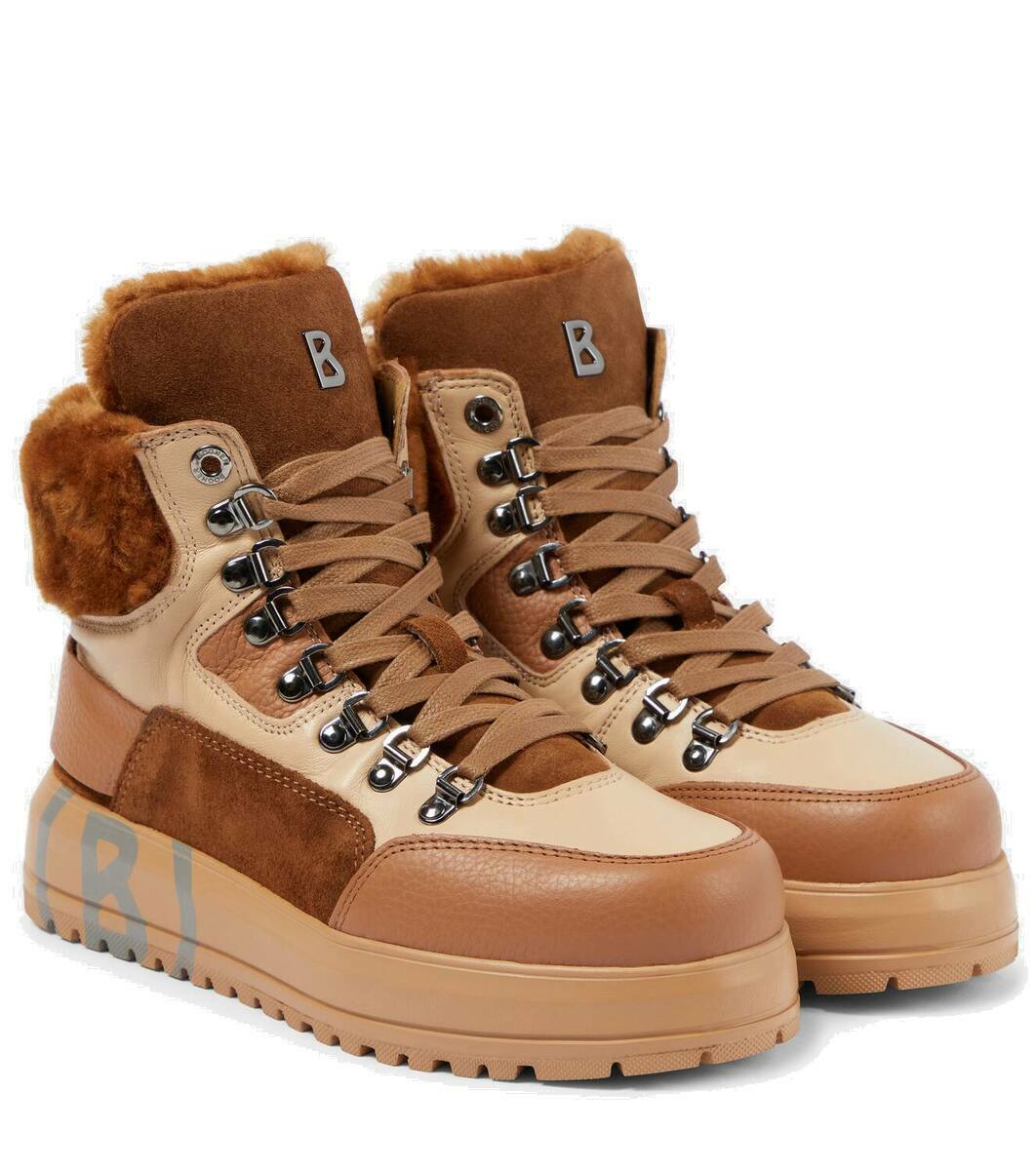 Bogner Antwerp leather and shearling lace-up boots Bogner