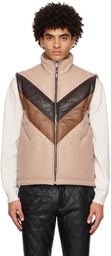 Ernest W. Baker Brown & Beige 70's Leather Vest