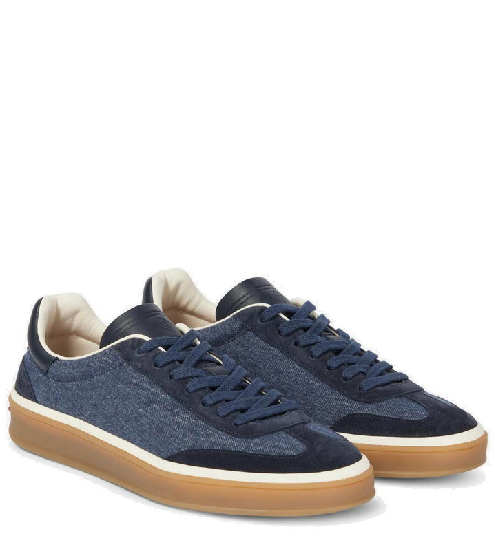 Photo: Loro Piana Tennis Walk suede-trimmed denim sneakers