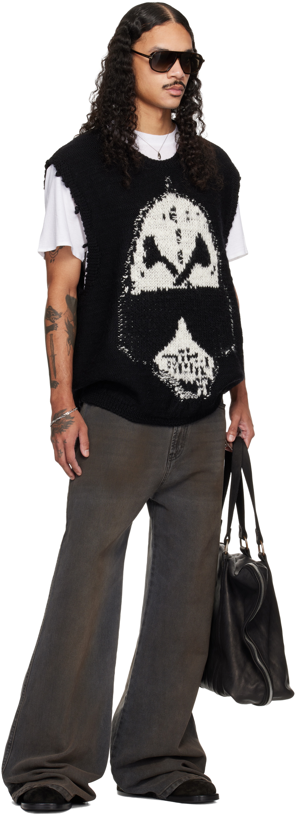 LU'U DAN Black Oversized Sweater Vest