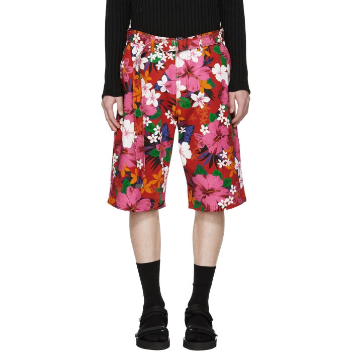 Photo: AMI Alexandre Mattiussi Red Floral Worker Shorts 