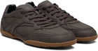 Hugo Brown Stacked Logo Faux-Leather Sneakers