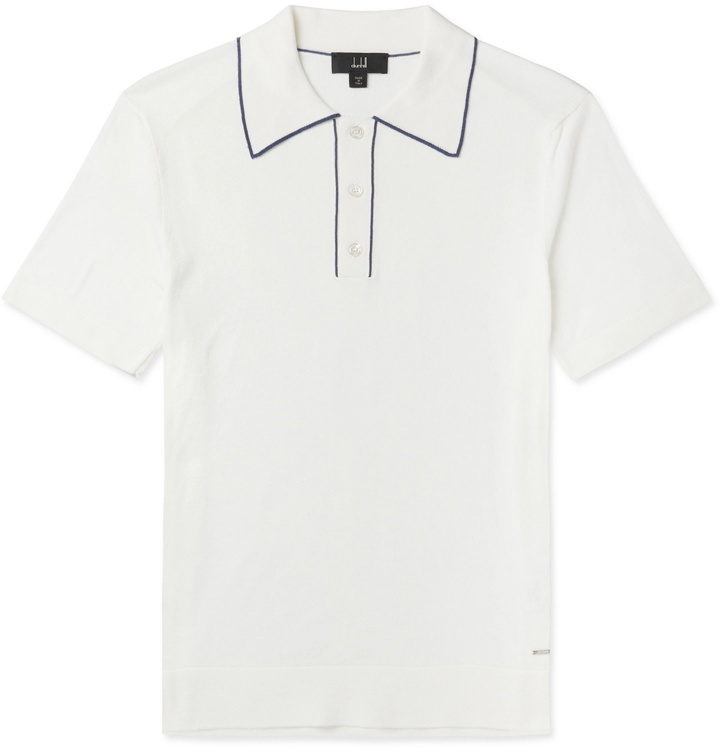 Photo: Dunhill - Contrast-Tipped Pima Cotton-Jersey Polo Shirt - White