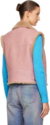 Diesel Pink Shearling Leather Vest