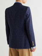 GUCCI - Double-Breasted Striped Wool-Twill Blazer - Blue