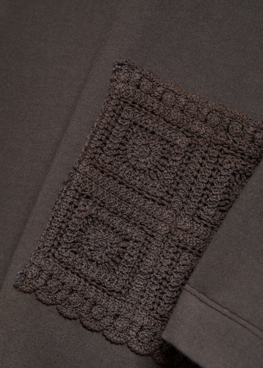 Che Inigo Crochet-trimmed Cotton T-shirt Dark Brown