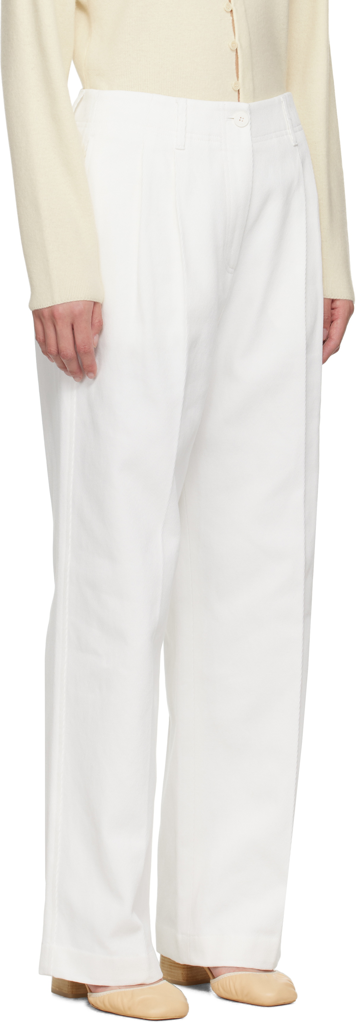 LE17SEPTEMBRE White Claire Cotton Twill Trousers
