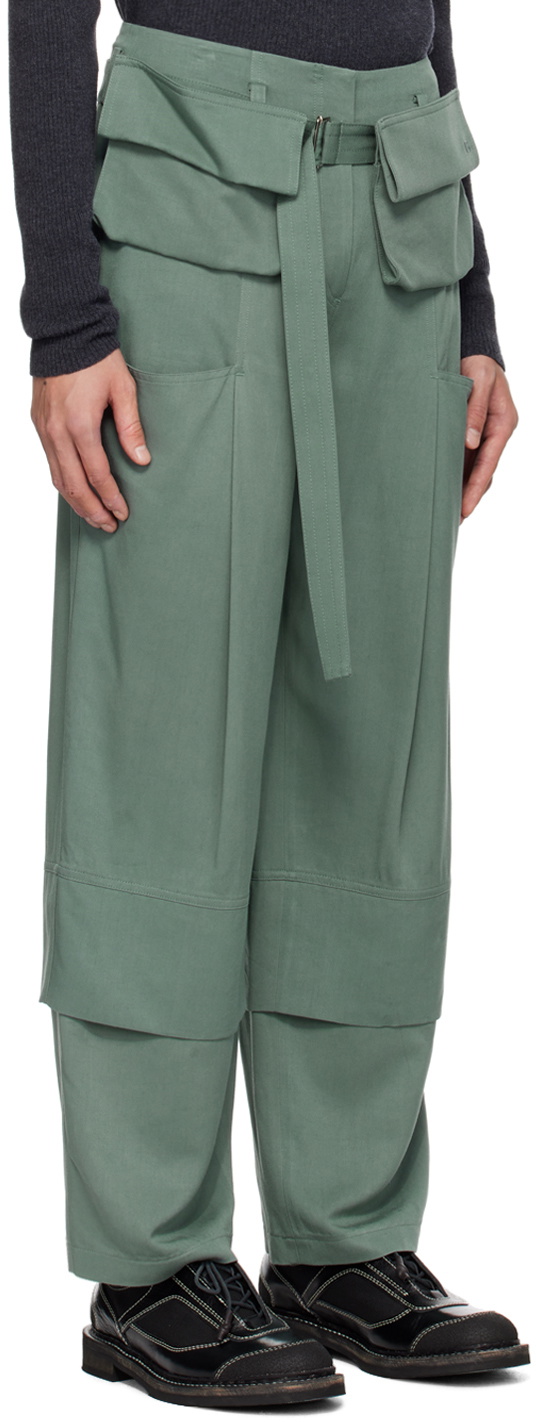 LOW CLASSIC Green Belted Cargo Pants