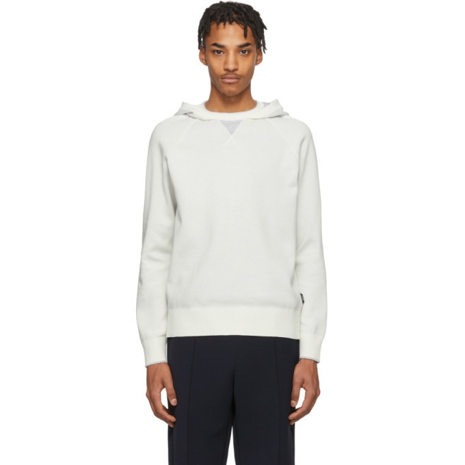 Photo: Z Zegna White Knit Pullover Hoodie