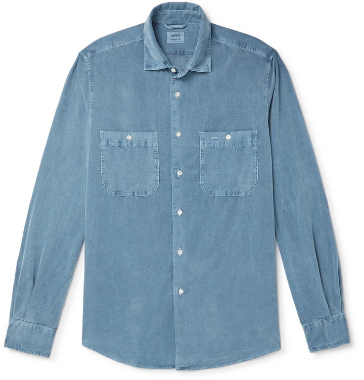 Photo: Aspesi - Cotton-Corduroy Shirt - Blue