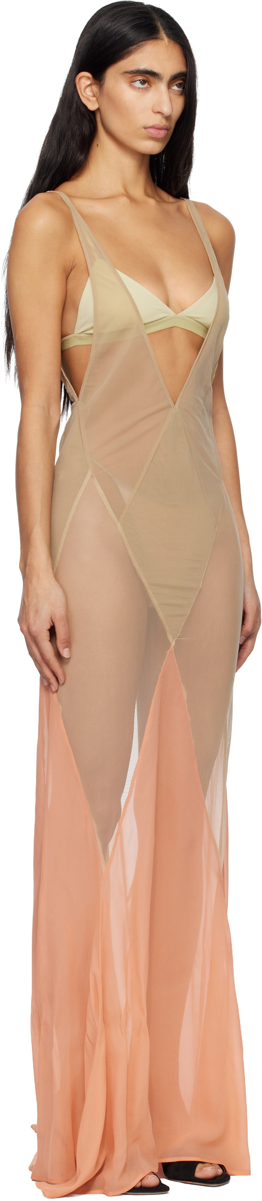 The Attico Beige & Pink Maxi Dress