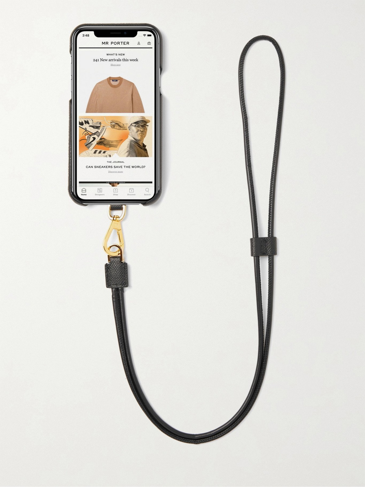 TOM FORD - Logo-Print Full-Grain Leather iPhone 11 Pro Case with Lanyard - Black