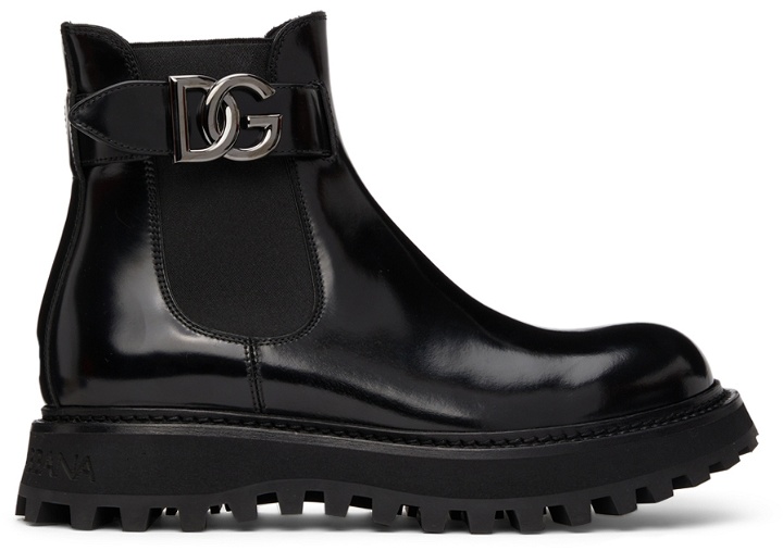 Photo: Dolce & Gabbana Black Brushed Ankle Boots
