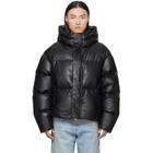 MM6 Maison Margiela Black Faux-Leather Hooded Puffer Down Jacket