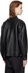WACKO MARIA Black Zip Leather Jacket