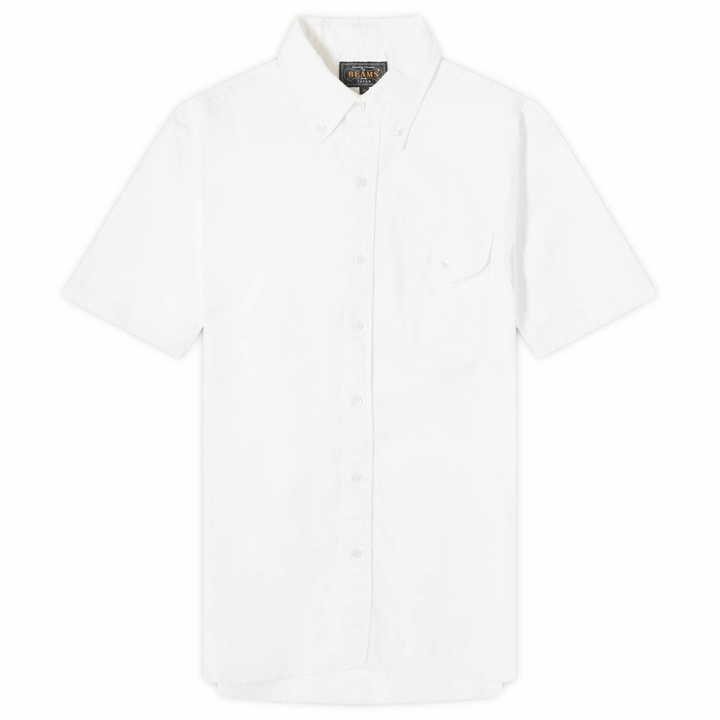 Photo: Beams Plus Men's Button Down Short Sleeve Oxford Shirt in White