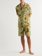 Desmond & Dempsey - Printed Linen Pyjama Shorts - Green