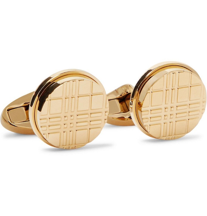 Photo: Burberry - Checked Gold-Tone Cufflinks - Men - Gold