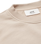 AMI PARIS - Logo-Embroidered Loopback Cotton-Jersey Sweatshirt - Neutrals