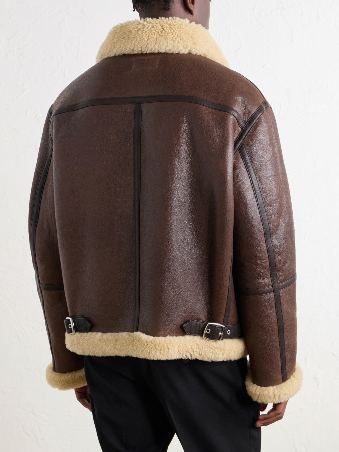 TOTEME - Shearling-Trimmed Full-Grain Leather Jacket - Brown