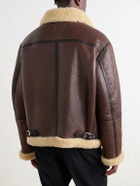 TOTEME - Shearling-Trimmed Full-Grain Leather Jacket - Brown