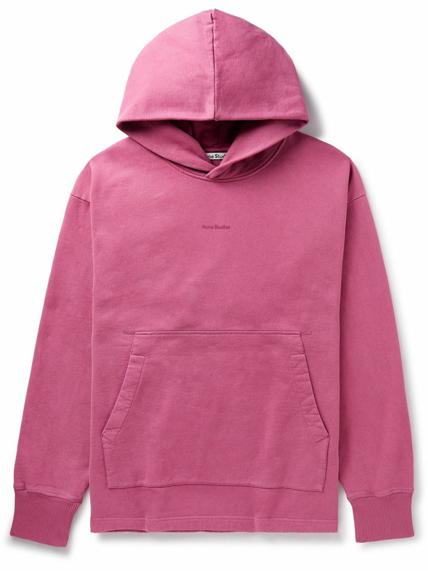 Photo: Acne Studios - Franklin Oversized Logo-Print Cotton-Jersey Hoodie - Pink