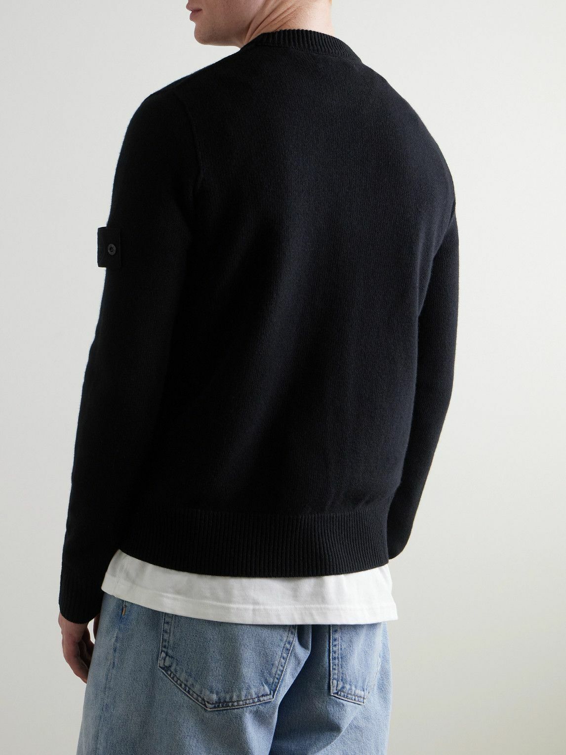 STONE  GHOST ウールニット　セーター　ブラック　L Stone Island - Ghost Logo-Appliquéd Wool Sweater - Black Stone Island