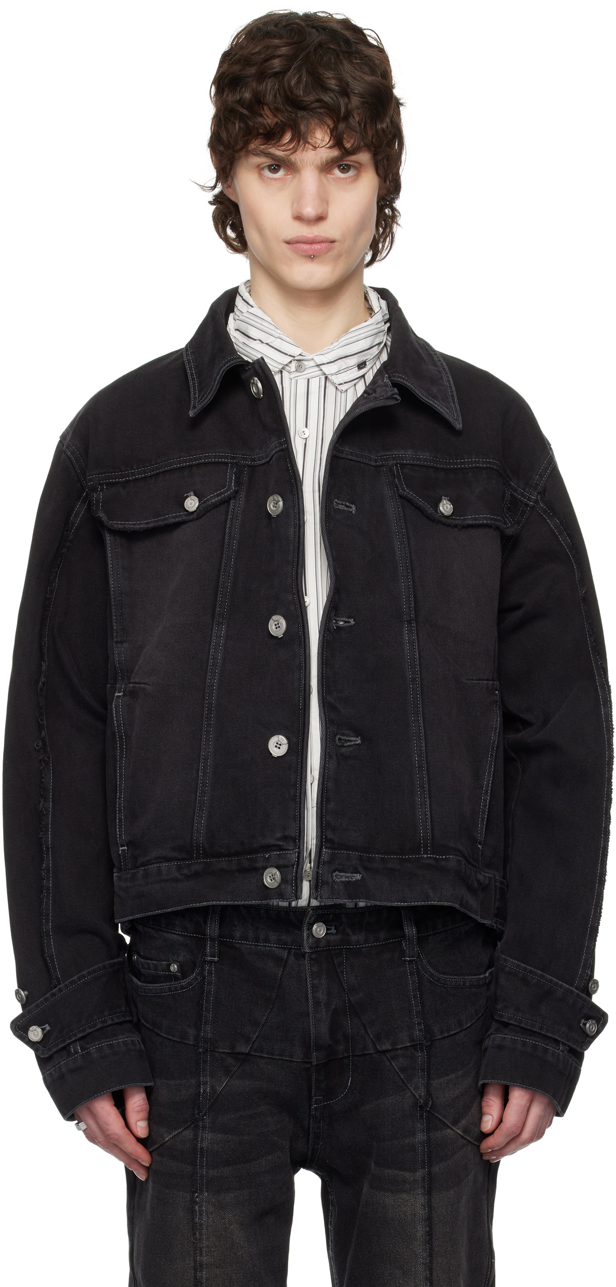 C2H4 Black Stagger Streamline Arch Jeans C2H4