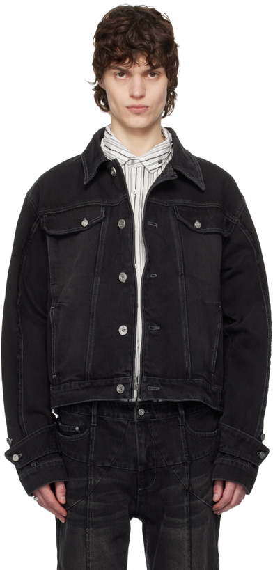 Photo: C2H4 Black Asteroid Raw Edge Denim Jacket