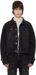 C2H4 Black Asteroid Raw Edge Denim Jacket
