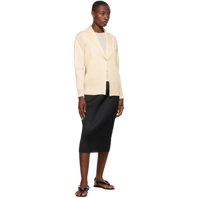 Pleats Please Issey Miyake Off-White Rib Pleats September Blouse