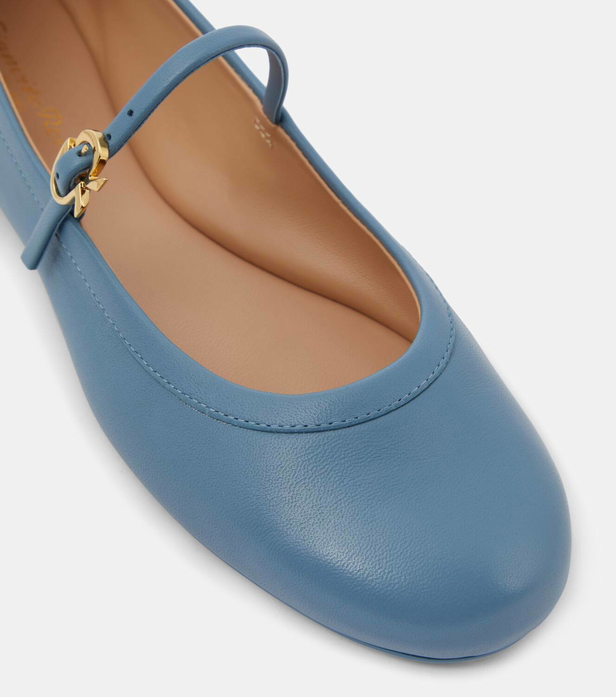【Gianvito Rossi】 Eldaレザー Mary Janeフラット Elda leather Mary Jane flats in white - Gianvito Rossi