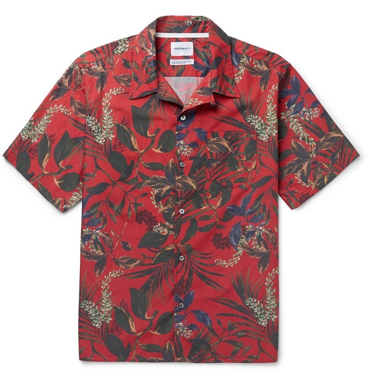 Photo: Norse Projects - Carsten Camp-Collar Printed Cotton Shirt - Red