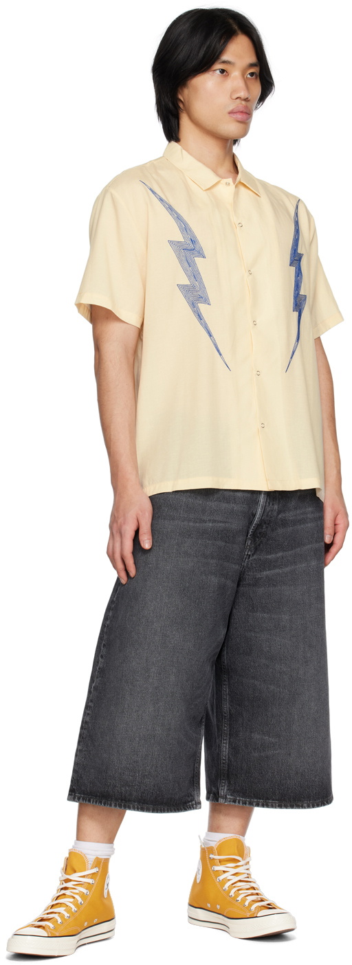 Double Rainbouu Beige Electric Embroidery West Coast Shirt